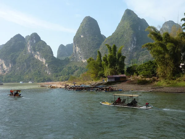 Passenger cruise boat traveling from Guilin to Yangshuo on the Li River
