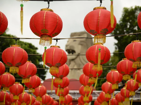 Red lanterns displayed for a Chinese New Year celebration Red lanterns displayed for a Chinese New Year celebration