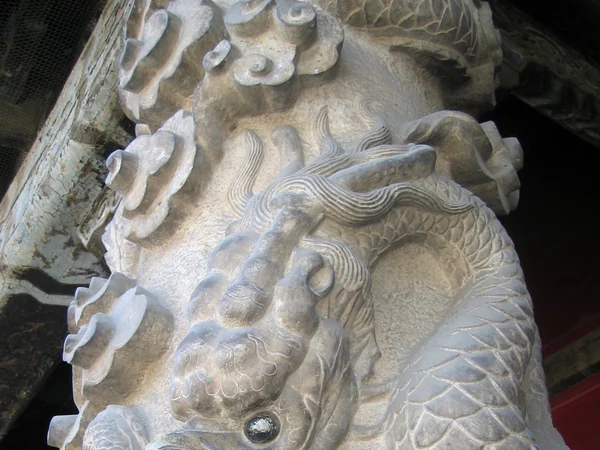 A dragon-carved column at Dacheng Hall in Qufu’s Confucius Temple A dragon-carved column at Dacheng Hall in Qufu’s Confucius Temple