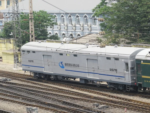 A Chinese railway baggage car used to carry parcels A Chinese railway baggage car used to carry parcels