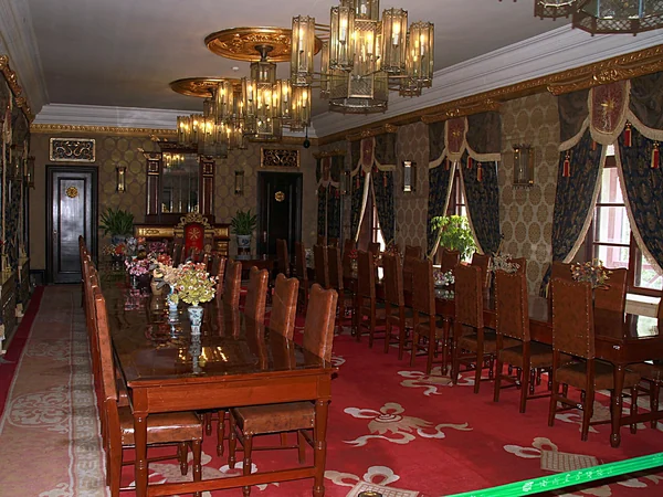 A historic Manchu imperial banquet room displayed in a museum
