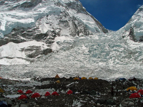 Real view of the Khumbu Icefall on the southern approach to Everest Real view of the Khumbu Icefall on the southern approach to Everest