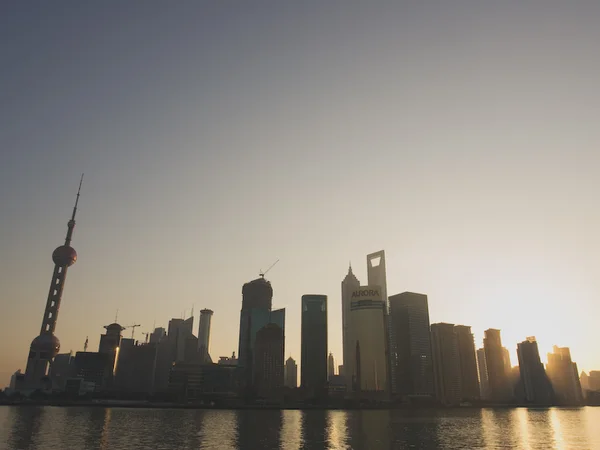 Shanghai skyline with the Oriental Pearl Tower beside the Huangpu River