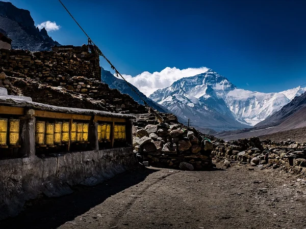 Mount Everest north face viewed from the Rongbuk Valley