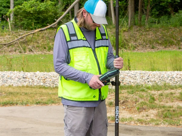 Geodetic survey equipment illustrating how mountain height is measured