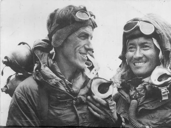 Edmund Hillary and Tenzing Norgay associated with the 1953 first confirmed ascent