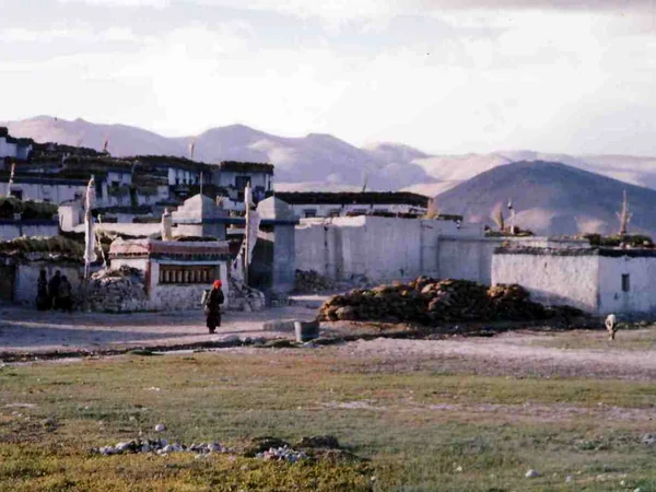 Tingri settlement and Himalayan landscape on the road to Mount Everest Tingri settlement and Himalayan landscape on the road to Mount Everest