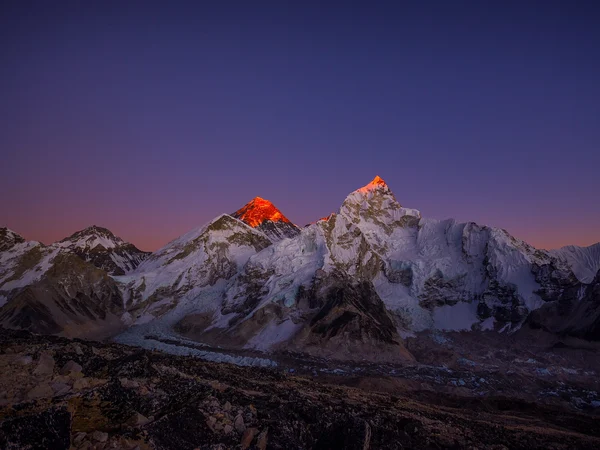 Sunset light on Mount Everest and the surrounding Himalayan peaks Sunset light on Mount Everest and the surrounding Himalayan peaks