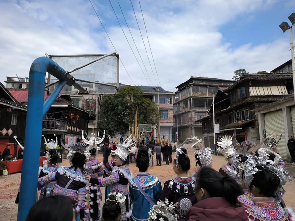 Miao performers take part in a Lusheng dance celebration in Guangxi