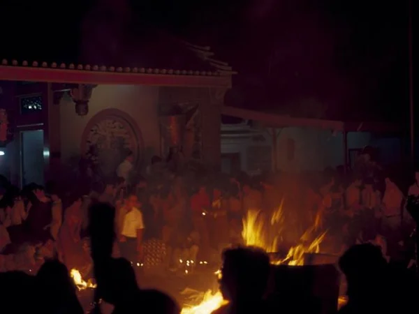 Visitors at a Chinese New Year temple fair