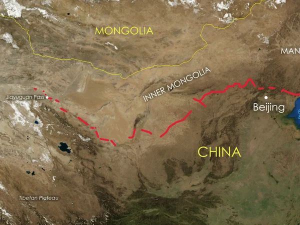 Map showing major Great Wall systems across northern China