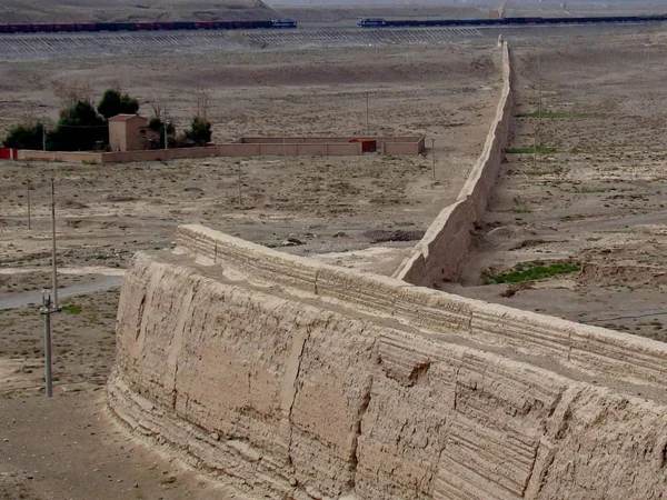 Earth-toned Great Wall remains near Jiayuguan in northwest China