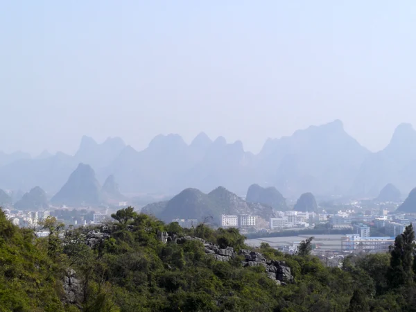 View over Guilin karst hills from Seven Star Park