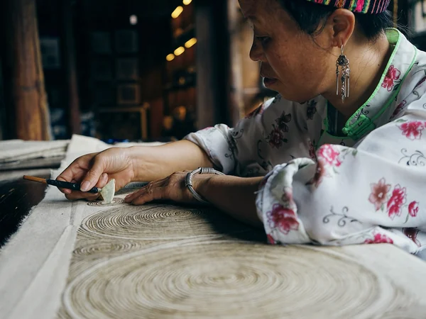 Blue-and-white Miao batik textile from Guizhou