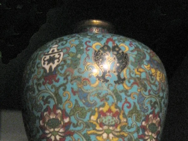 Chinese cloisonne enamel vase with floral decoration
