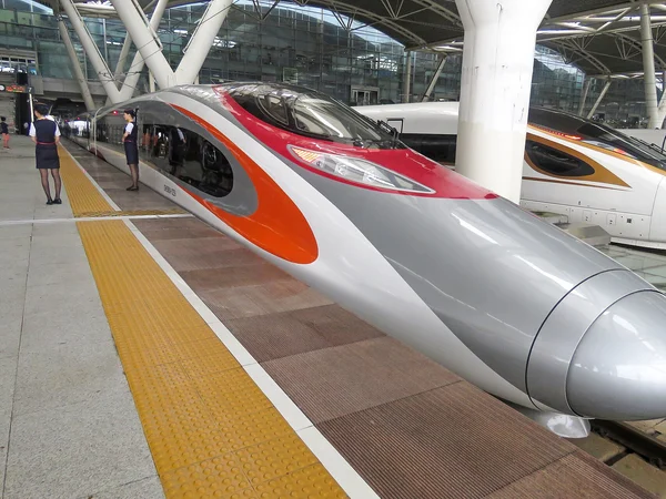 Chinese high-speed train at Guangzhou South railway station
