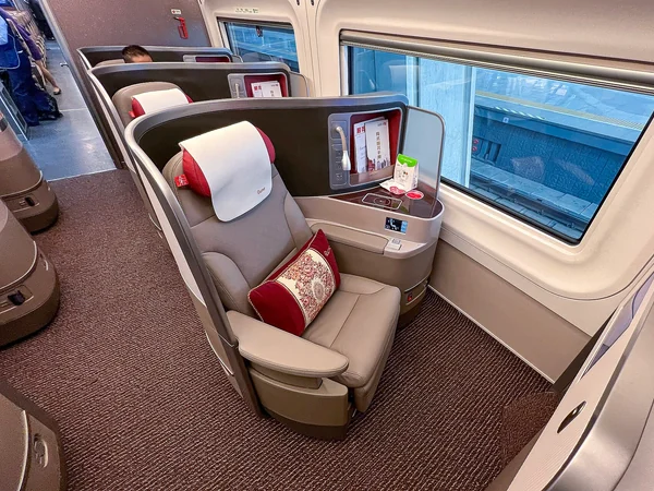 Business-class carriage on a modern Chinese high-speed train Business-class carriage on a modern Chinese high-speed train