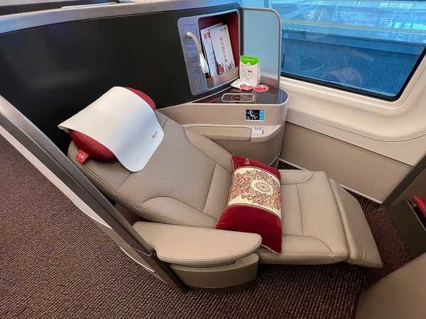 Business-class seats inside a Chinese high-speed train Business-class seats inside a Chinese high-speed train