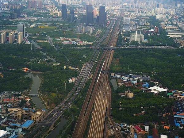 A large high-speed railway station and connecting tracks in China