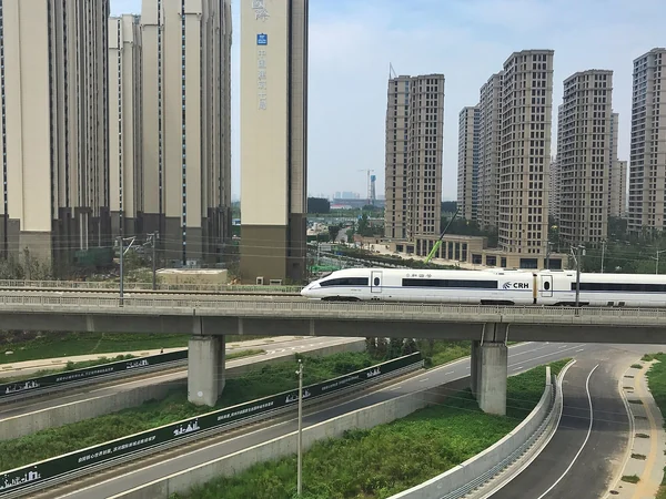 High-speed railway infrastructure on the Beijing-Guangzhou corridor near Zhengzhou