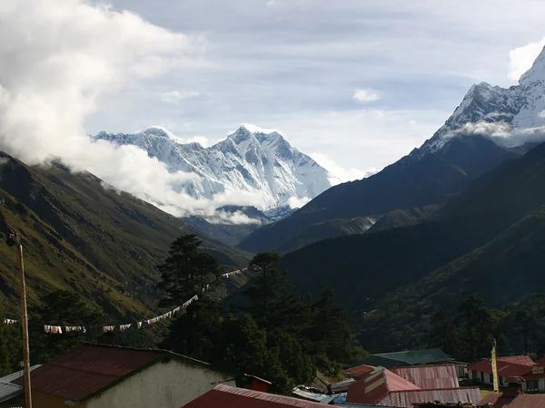 Real cloud above Everest and nearby Himalayan peaks