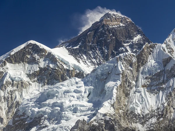 Real telephoto view of the summit used in Mount Everest height surveys