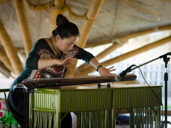 Musician playing the seven-stringed guqin