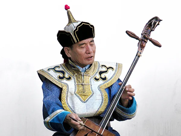 Musician playing the Mongolian morin khuur
