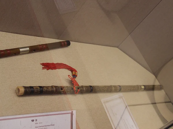A vertical bamboo xiao flute displayed at Tengwang Pavilion