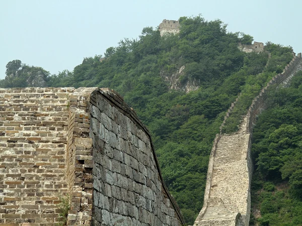 Unrestored Jiankou Great Wall on a steep mountain ridge in Huairou