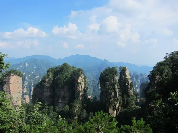 Sandstone pillars in Zhangjiajie National Forest Park in summer