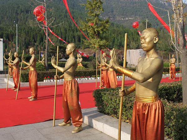 Martial arts figures at an international Shaolin wushu festival