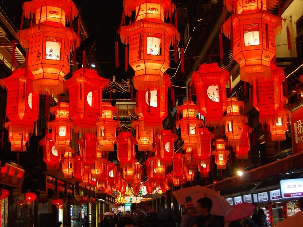 Visitors viewing colorful lanterns at a public Lantern Festival display