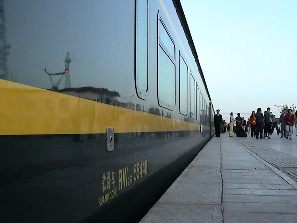 Qinghai Tibet passenger train at the Lhasa route terminal