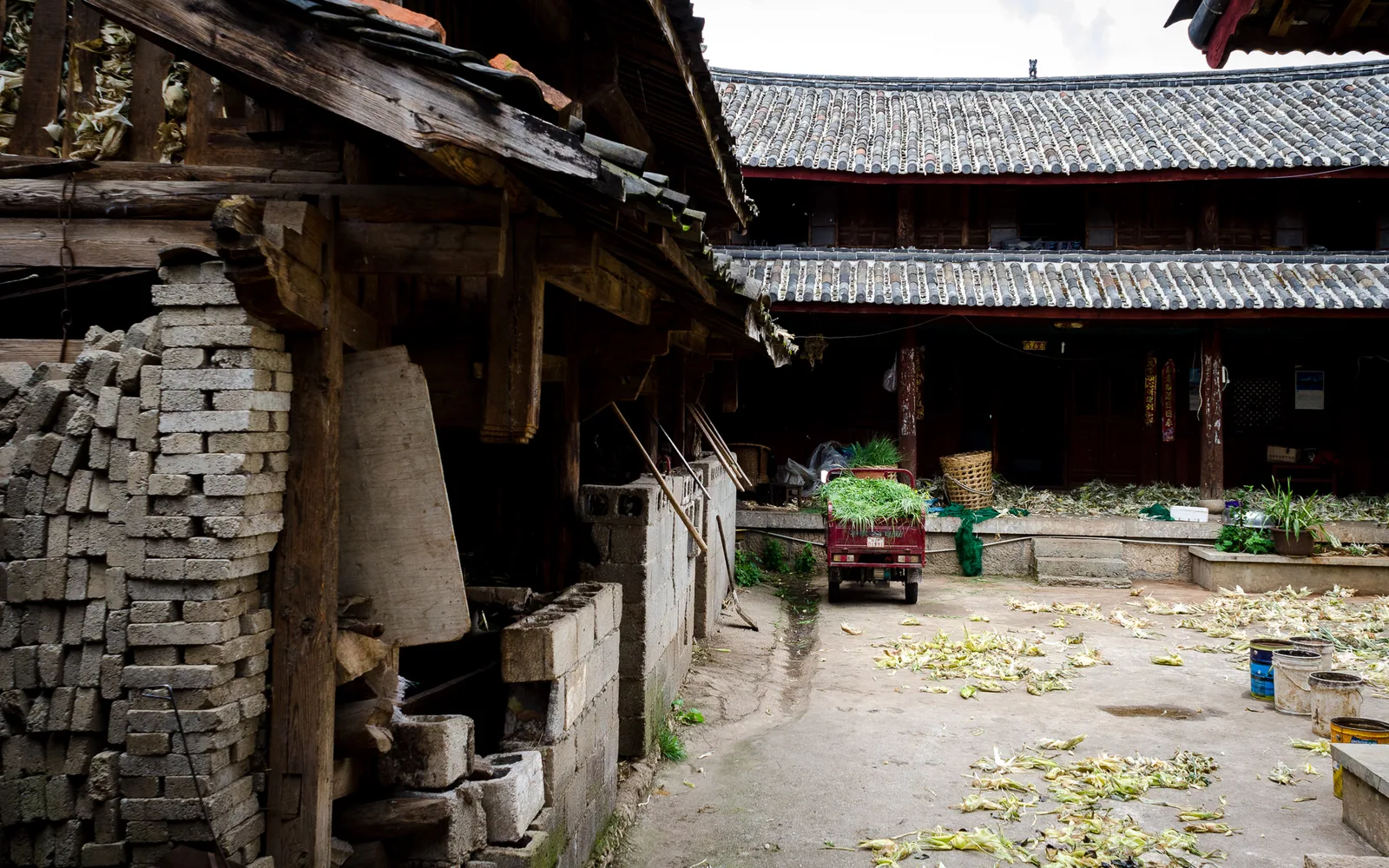 Baisha village beneath the mountains near Lijiang