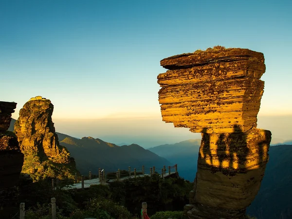 The Red Clouds Golden Summit rising above Fanjingshan in Guizhou