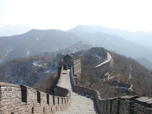 Real overview of Mutianyu watchtowers across forested hills