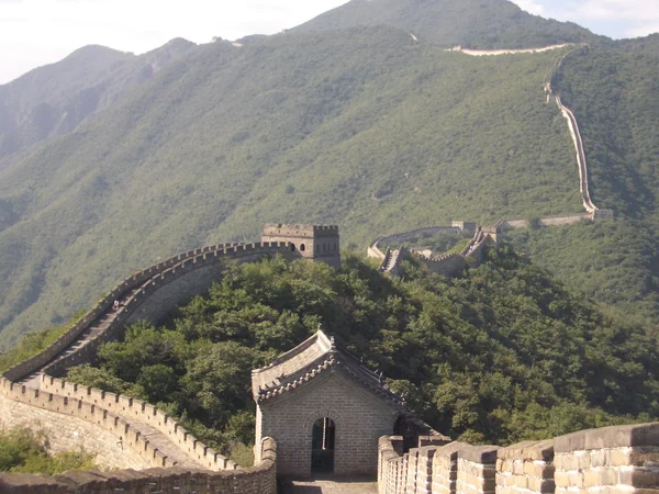 Mutianyu watchtower and restored wall above the descent area