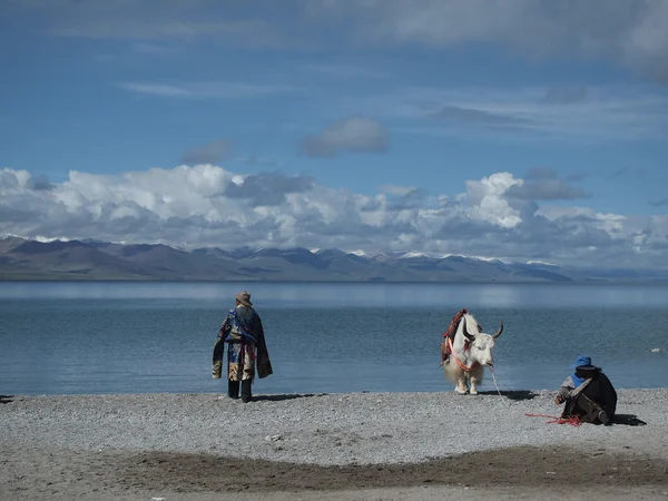 Namtso Lake shore beneath the Nyenchen Tanglha mountains