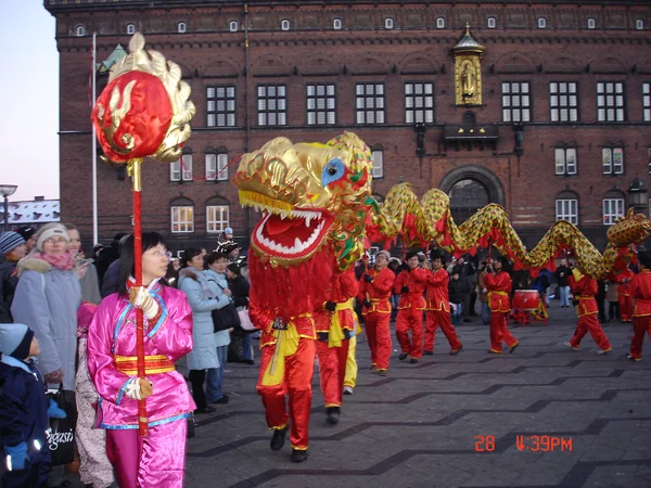 Dragon dance during a Chinese New Year celebration