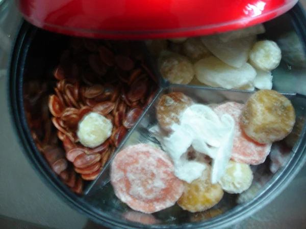 Traditional snack tray shared during Chinese New Year