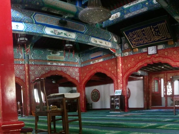 Decorated main prayer hall inside Niujie Mosque in Beijing