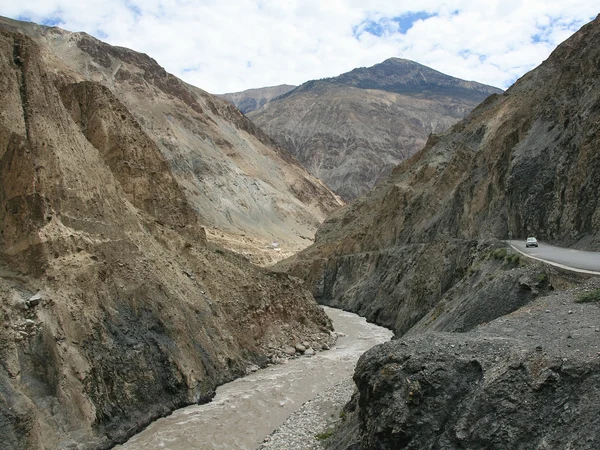 Sichuan Tibet road and switchbacks in a river valley Sichuan Tibet road and switchbacks in a river valley