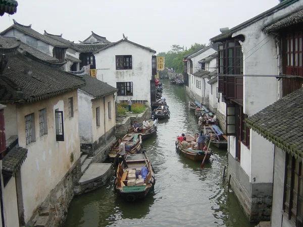 Canal-side houses and bridge in Zhouzhuang water town