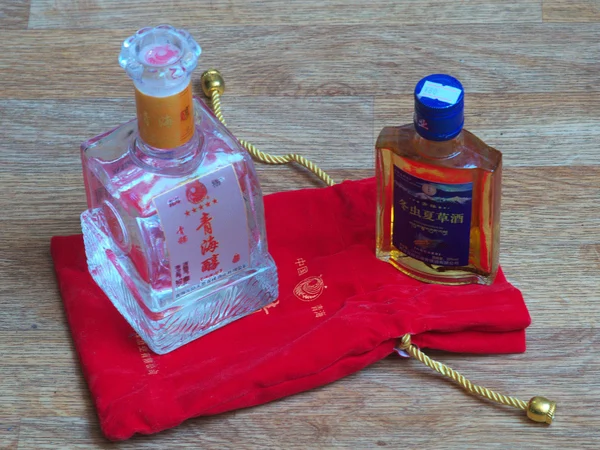 Qingke highland barley drink served in a labeled bottle