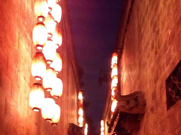 Red lanterns illuminating Jinli Old Town in Chengdu