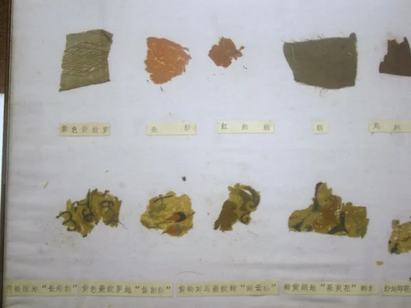 Han dynasty silk textile displayed in a museum collection