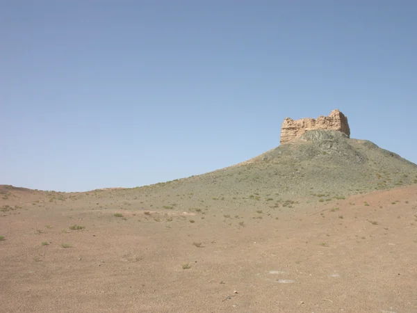 Beacon tower ruins in the arid landscape of Yangguan near Dunhuang
