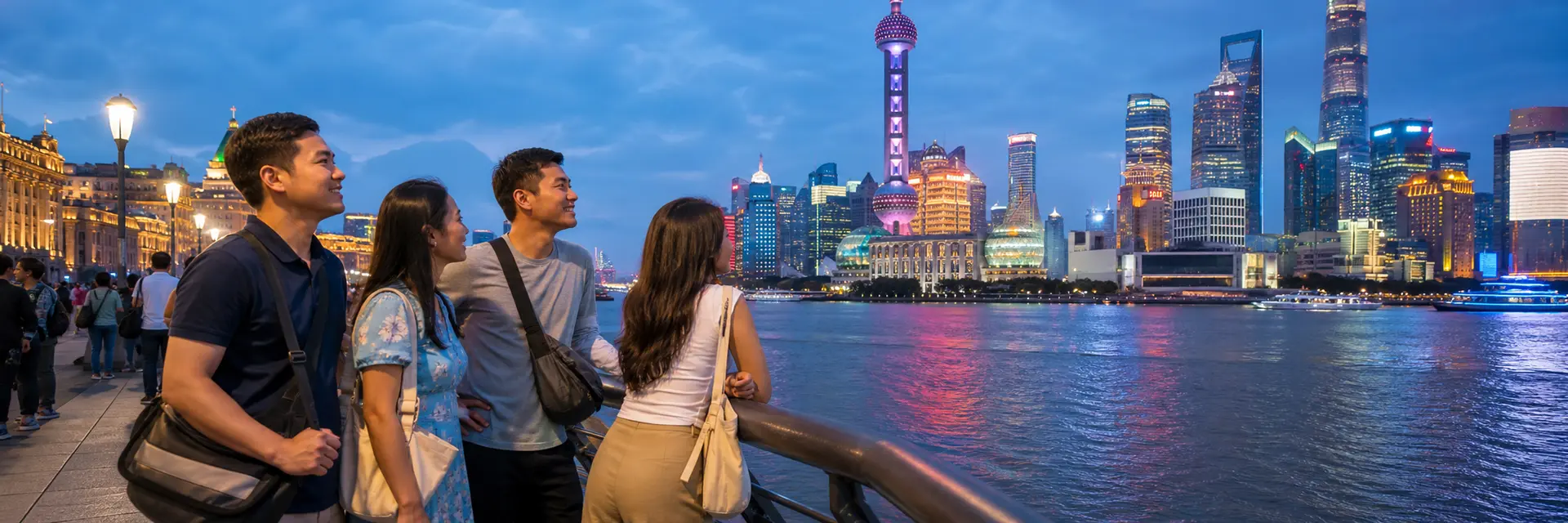 Southeast Asian travelers visiting Shanghai on a China tour
