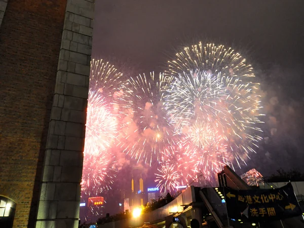 Chinese New Year fireworks above the Kowloon waterfront in Hong Kong Chinese New Year fireworks above the Kowloon waterfront in Hong Kong